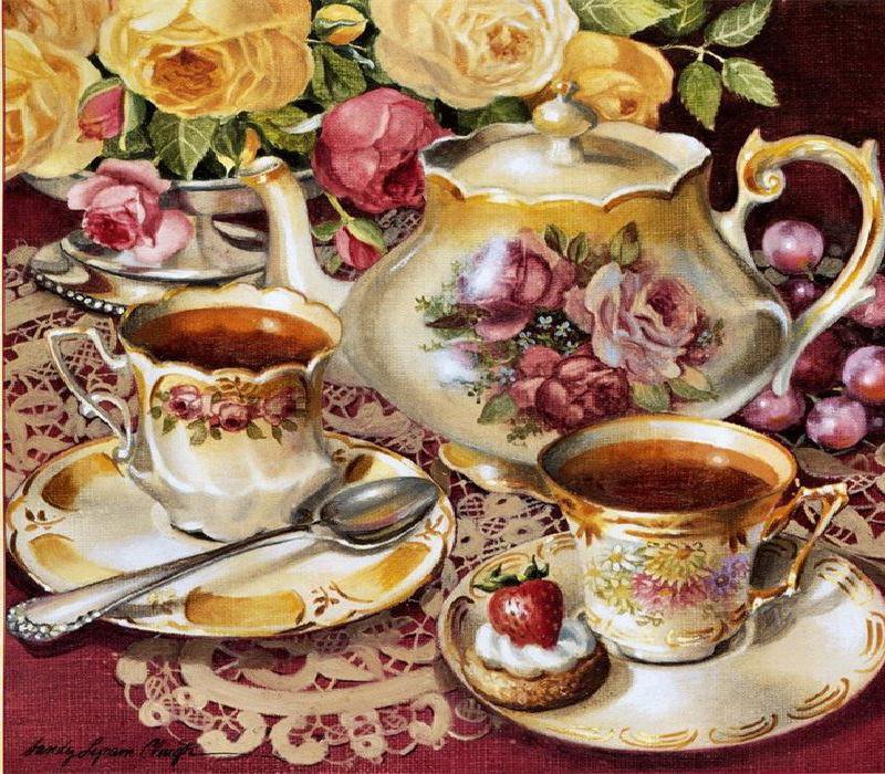 Tea for Two - ложка, чайник, чайные чашки, конфеты, столовые - оригинал
