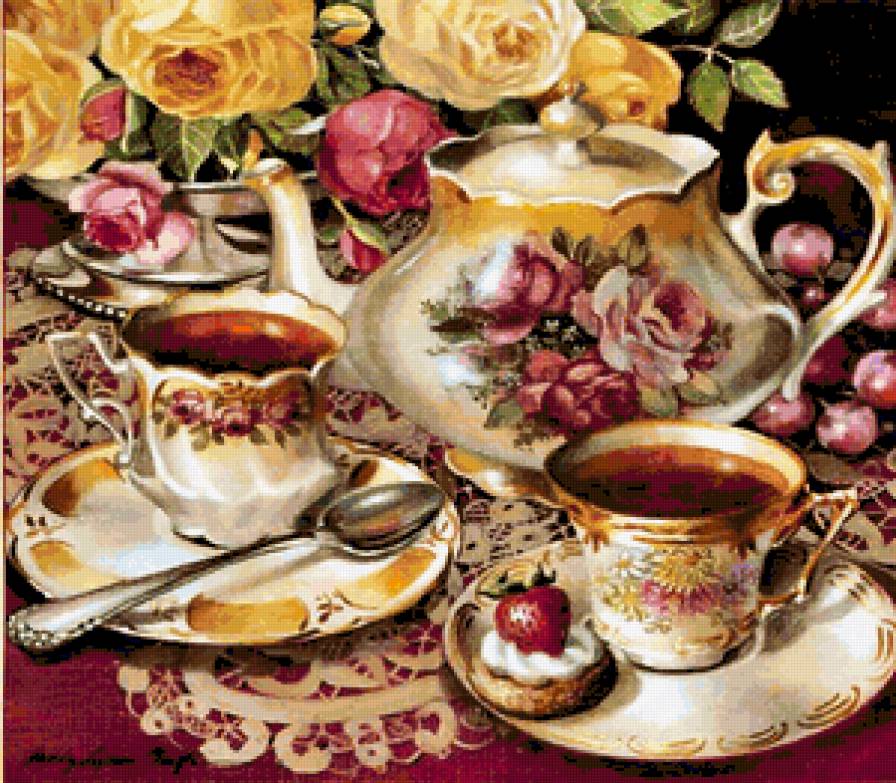 Tea for Two - чайник, столовые, ложка, конфеты, чайные чашки - предпросмотр