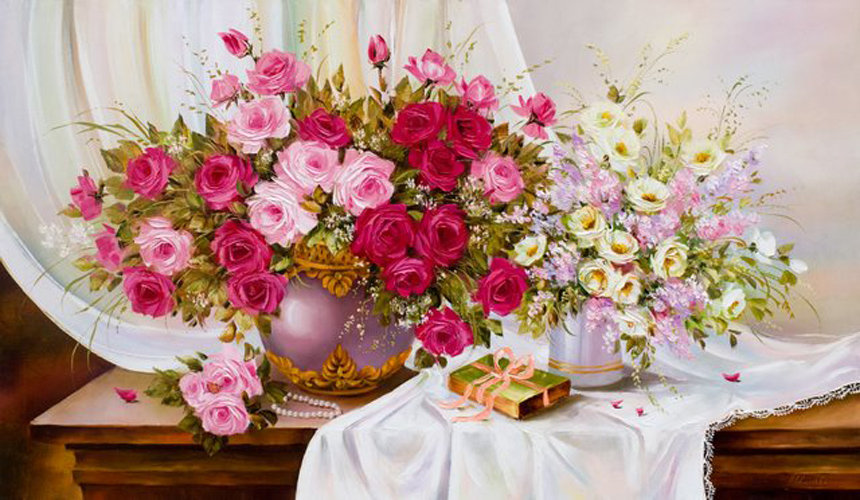 №170266 - бусы, ваза, букет, цветы, подарок - оригинал