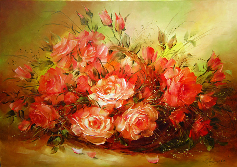 №170271 - букет, ваза, розы, цветы - оригинал