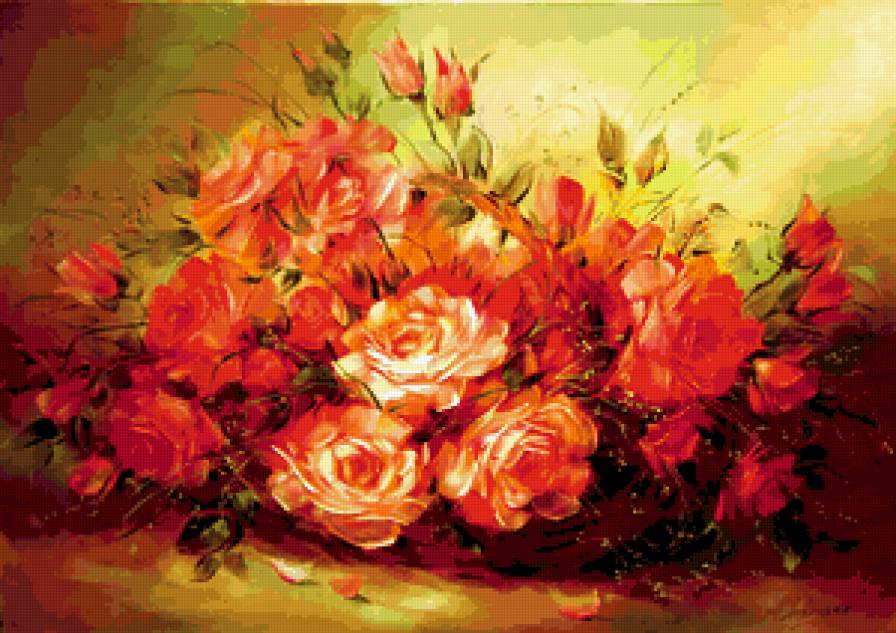 №170271 - цветы, розы, ваза, букет - предпросмотр