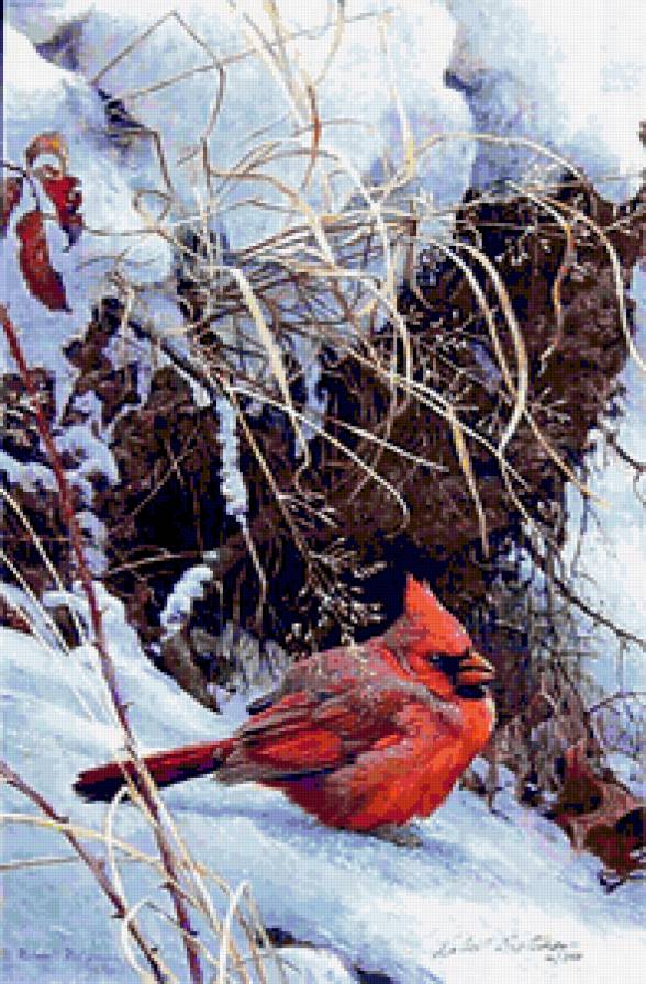 Серия "Птицы" - пейзаж, птицы, зима - предпросмотр