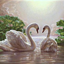 Оригинал схемы вышивки «Лебеди на озере» (№171188)