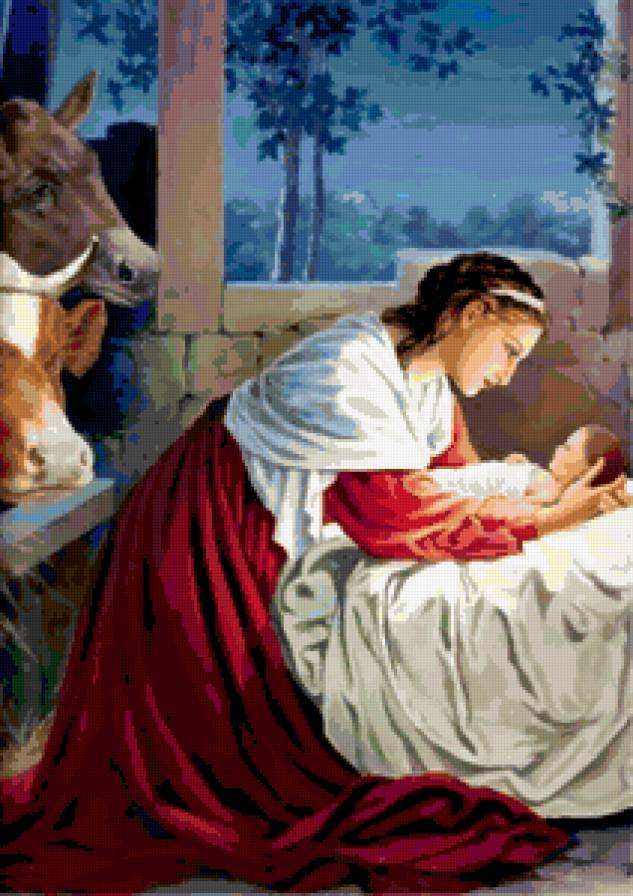 Библейские сюжеты. Рождение Иисуса - иисус, религия, мария, ясли, библейские сюжеты, рождество - предпросмотр