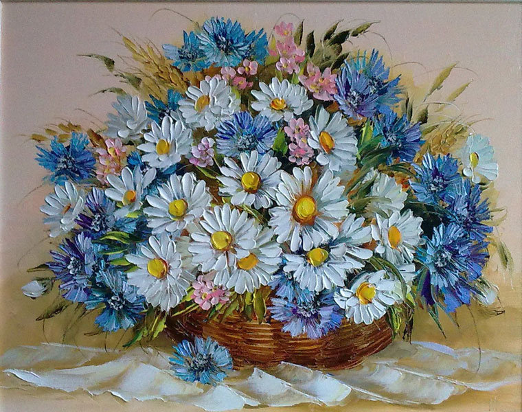 ромашки с васильками - цветы - оригинал