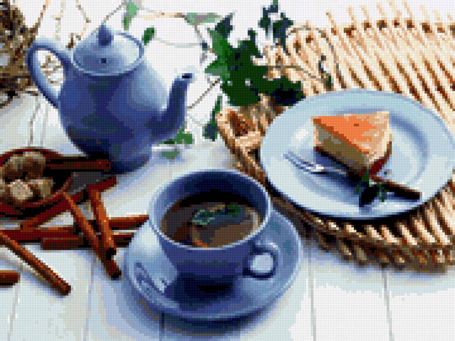чай с лимоном - тишина, чай, голубое, красиво, сервировка, чаепитие, кухня - предпросмотр