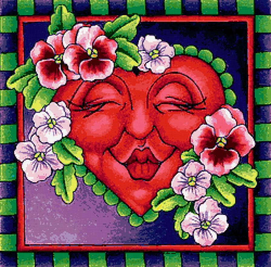 Влюблённое сердце - цветы, сердце, картинка, валентинка - предпросмотр