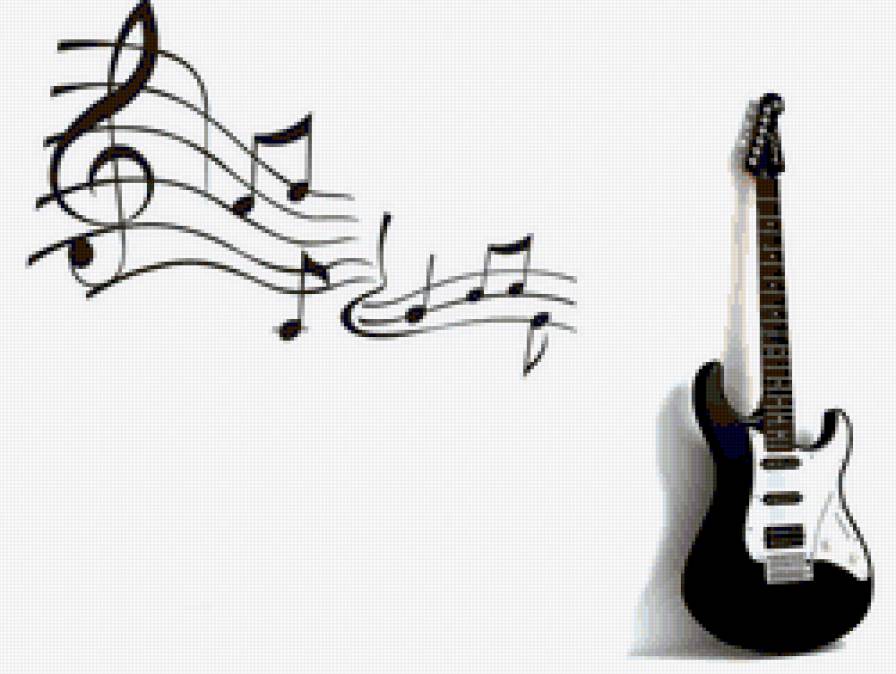 Гитара - электро гитара, гитара, ноты - предпросмотр