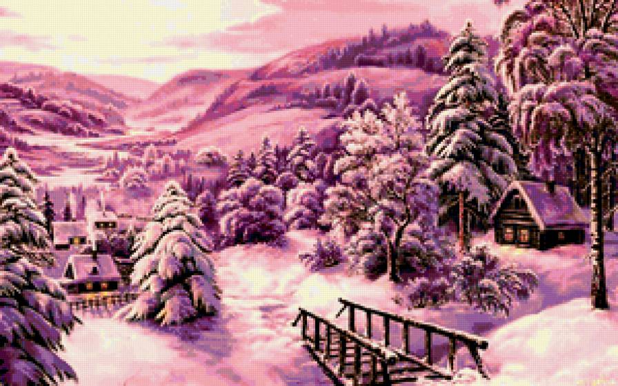 зима - пейзаж, зима, снег, рассвет - предпросмотр