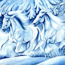 Оригинал схемы вышивки «снежные кони» (№175178)