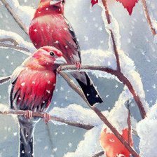 Схема вышивки «зима и птицы»