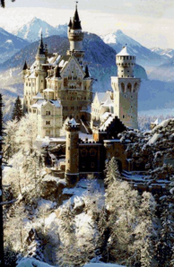 Замок Нойшванштайн - замки мира, горы, замки, дворцы, горный пейз - предпросмотр