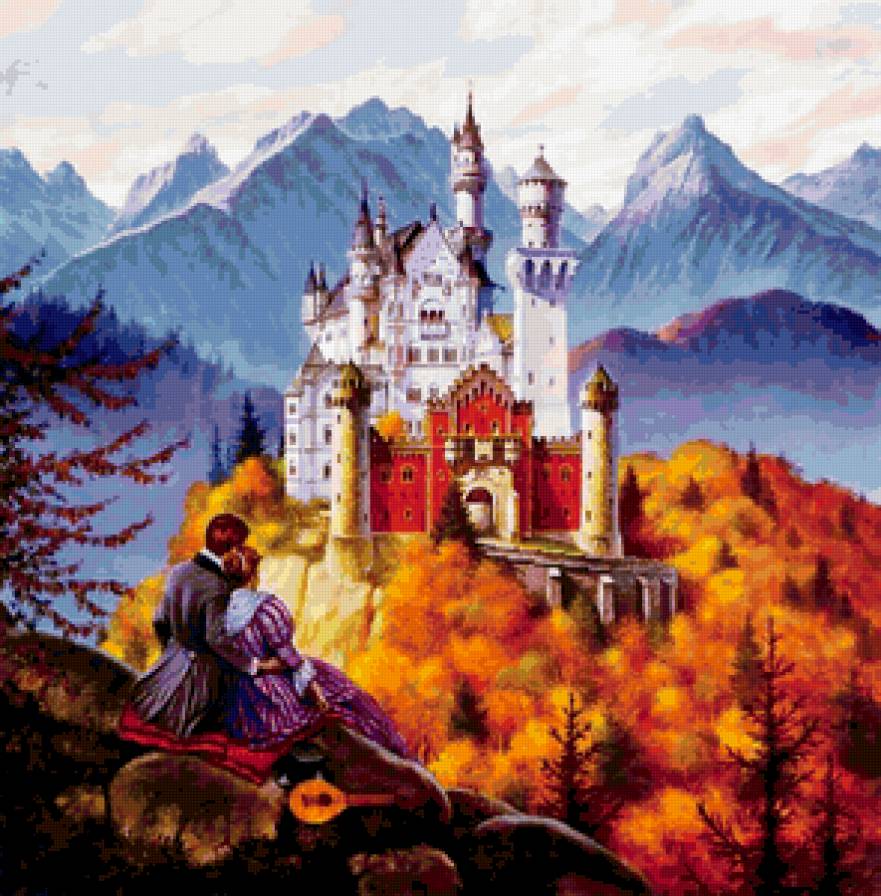Замок Нойшванштайн - горы, горный пейзаж, замки, замки мира, дворцы - предпросмотр