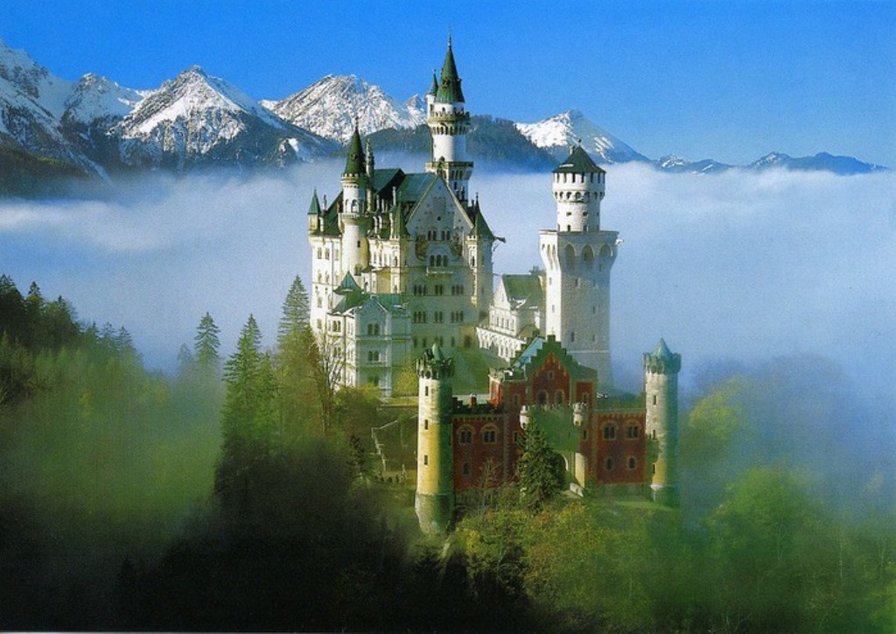 Замок Нойшванштайн - замки мира, замки, дворцы, горный пейзаж, горы - оригинал