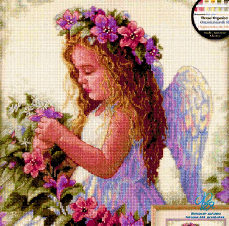 ангелочек - девочка, ангелочек, ребенок, цветы - предпросмотр
