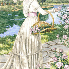 Оригинал схемы вышивки «дама с зонтиком» (№176429)