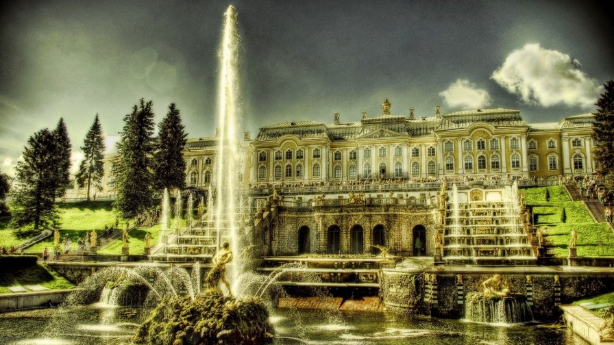 летний дворец ночью - санкт-петербург, фонтаны, дворцы, питер, замки мира, замок - оригинал