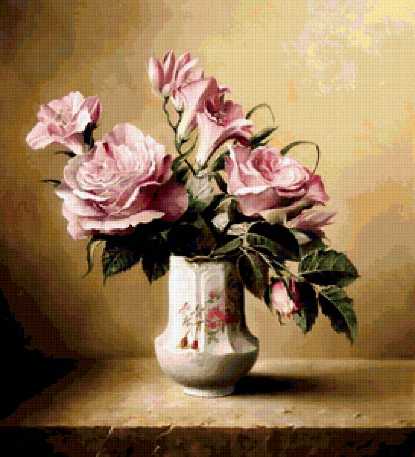 Розы - цветы, ваза, розы, букет - предпросмотр