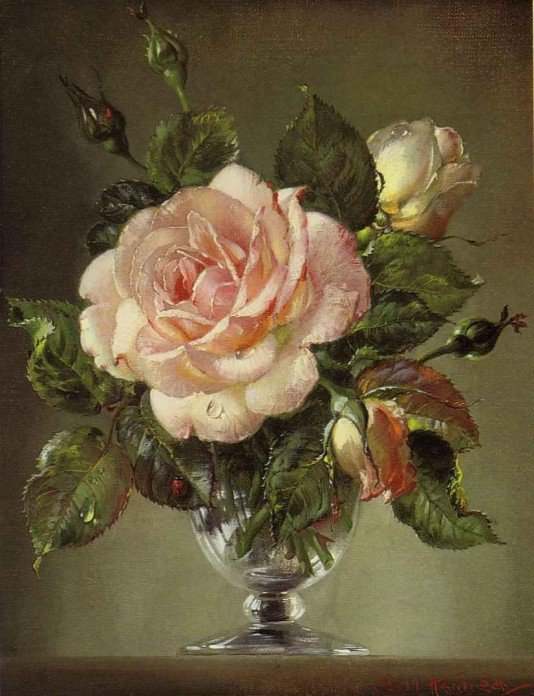 Розы - розы, цветы, ваза, букет - оригинал