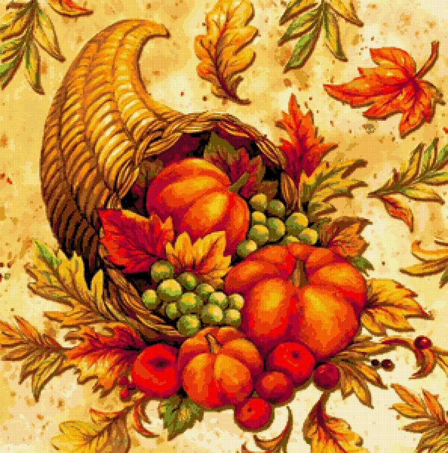 Осеннее панно - подушка, тыква, листья, панно, овощи, осень, яблоки, урожай - предпросмотр