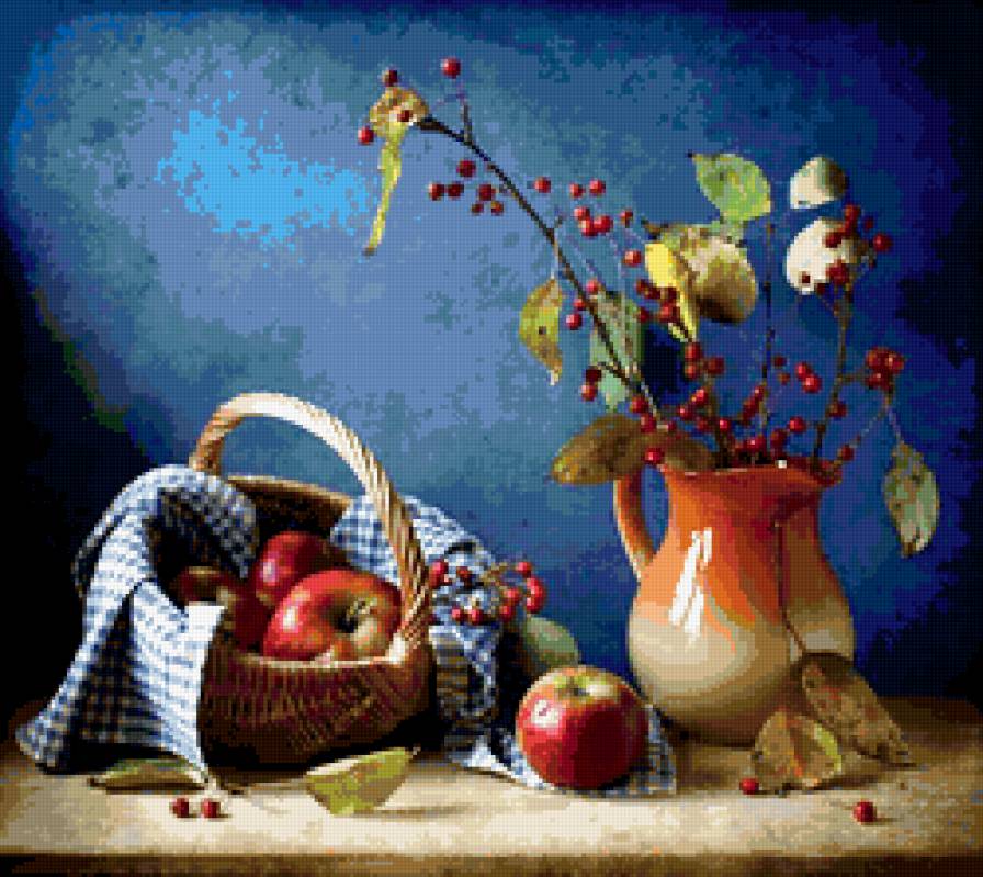 натюрморт - натюрморт, фрукты, яблоки - предпросмотр