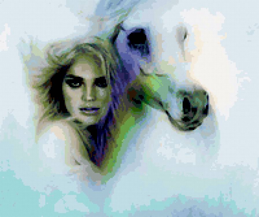Девушка и конь - портрет, конь, девушка - предпросмотр
