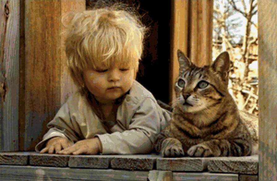 №177706 - кошка, ребенок, животные - предпросмотр