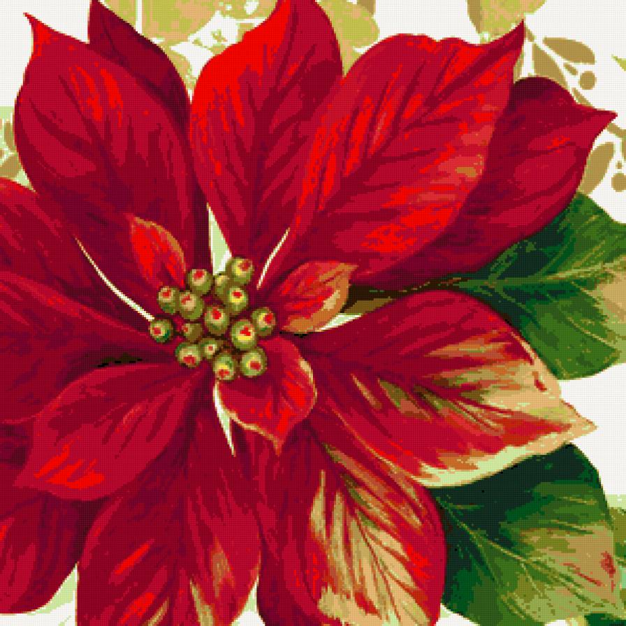 Рождественская подушка - подушка, флора, подушки, рождество, цветы, цветок, пуансетия - предпросмотр