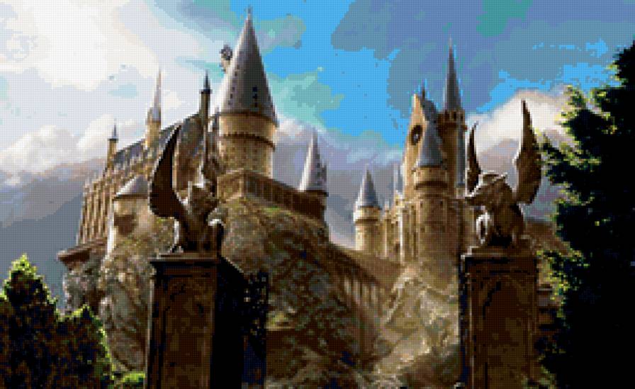 замок гарри поттера - магия, сквер, фэнтази, сказочный, волшебник, дворец, замок - предпросмотр