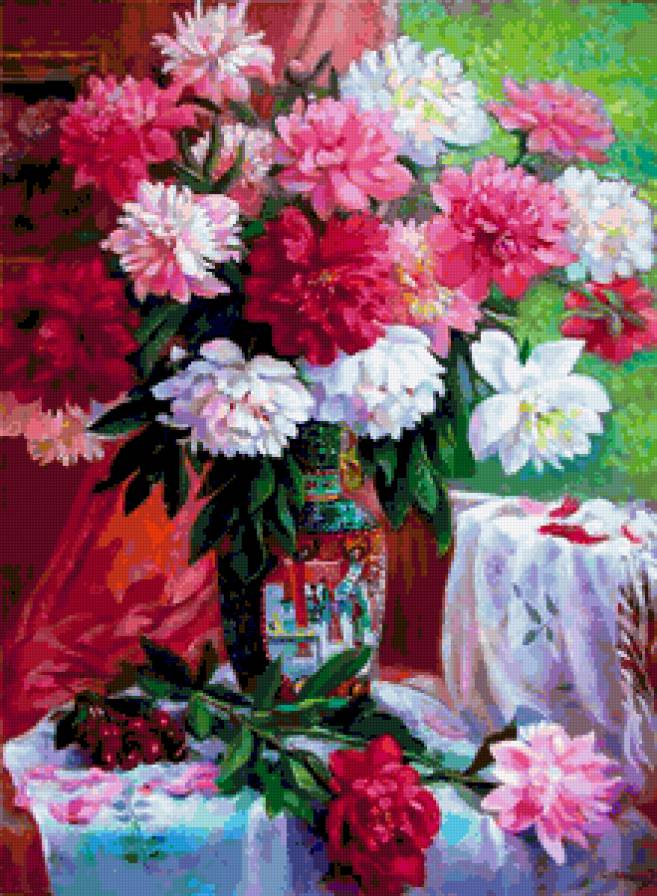 Пионы - цветы, ваза, пионы, пион, букет, картина, букеты, весенние цветы - предпросмотр