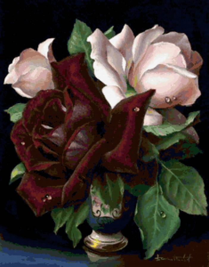 Розы - букет, цветы, ваза, розы - предпросмотр