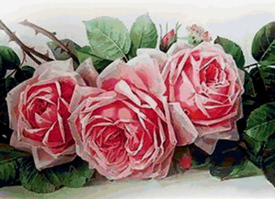 Прекрасные розы от Лонгре. Фрагмент 2 - лонгре, живопись, розы, натюрморт, цветы, картина - предпросмотр