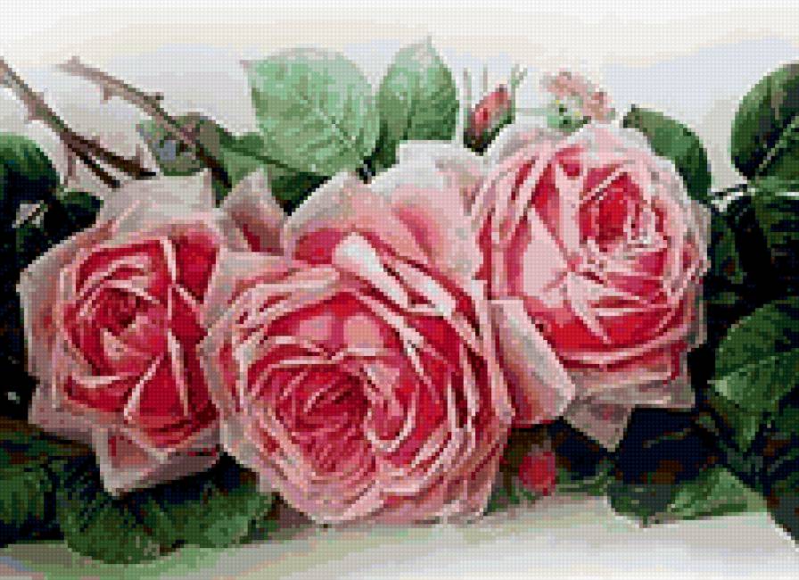 Прекрасные розы от Лонгре. Фрагмент 2 - лонгре, картина, натюрморт, живопись, розы, цветы - предпросмотр