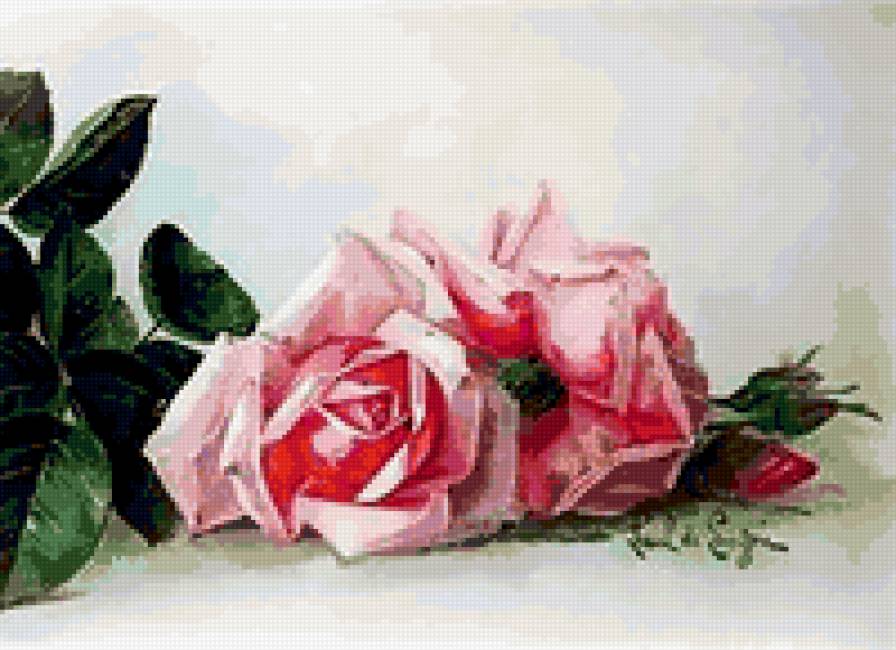 Прекрасные розы от Лонгре. Фрагмент 3 - розы, цветы, картина, живопись, натюрморт, лонгре - предпросмотр