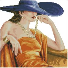Схема вышивки «женщина в шляпе»