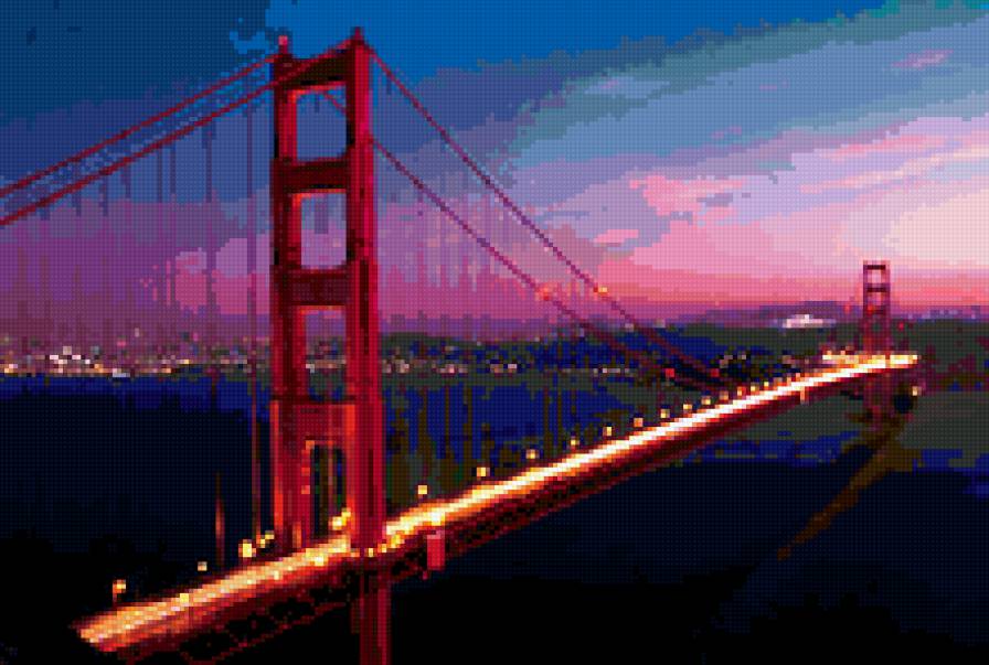 мост - река, мост, ночь - предпросмотр