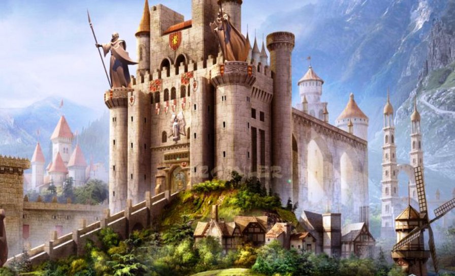 замок - фэнтази, крепоть, дворцы, рыцари, замки, особняк, дворец - оригинал
