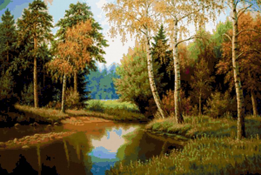 №179748 - лес, природа, картина, пейзаж, река - предпросмотр