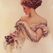 Оригинал схемы вышивки «дама с розой» (№180054)