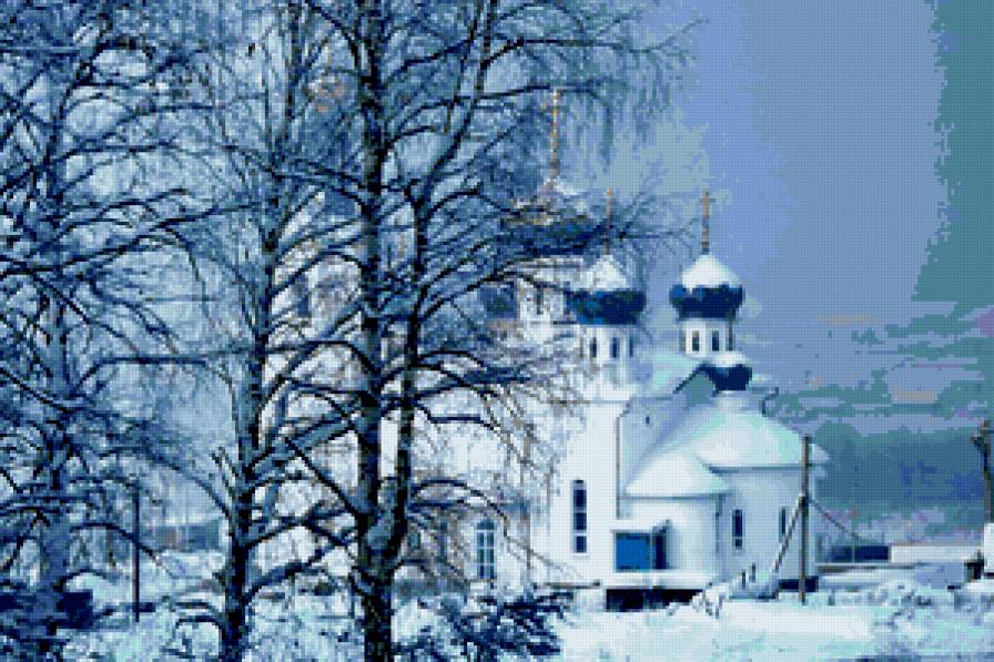 Зимний город - зима, купола, зимняя сказка, природа, пейзаж, церковь, храм - предпросмотр