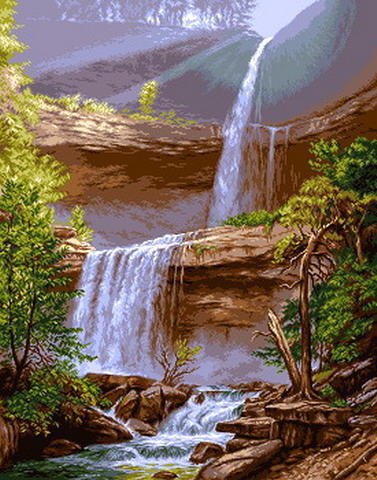 Водопад в ущелье - пейзаж, водопад - оригинал
