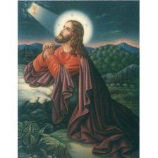 Оригинал схемы вышивки «молещия се Исус» (№180613)