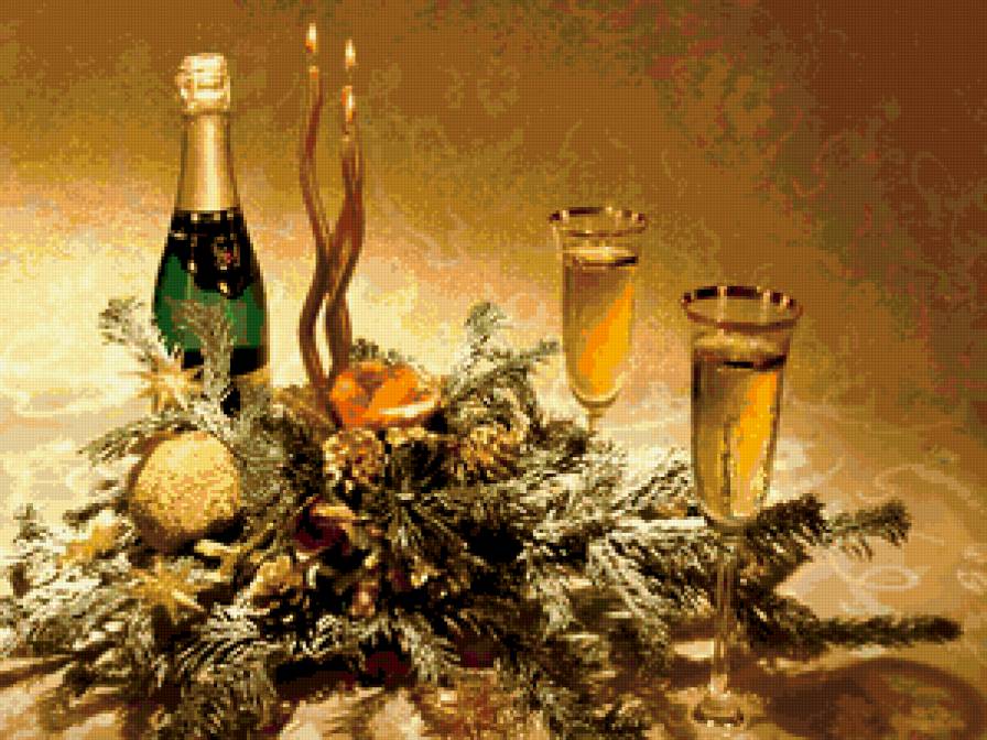 новый год - шампанское, свечи, романтика, новый год - предпросмотр