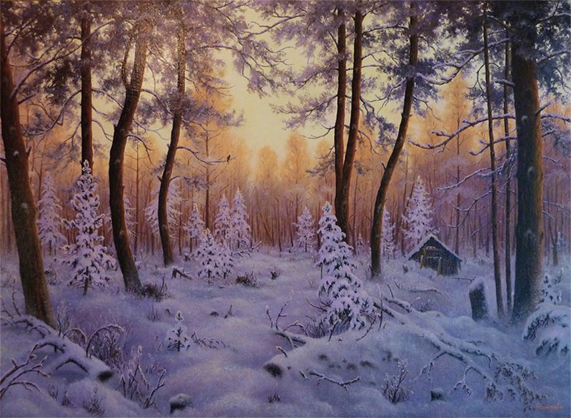 пейзаж - зима, природа, лес, пейзаж - оригинал
