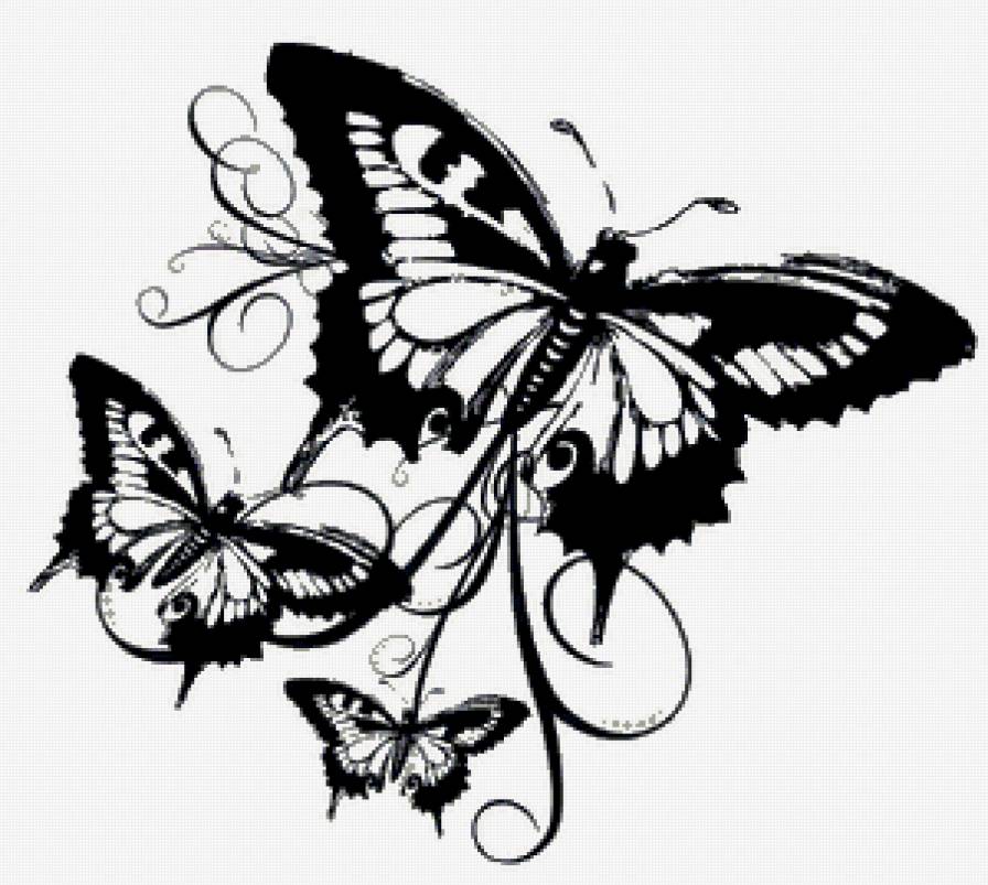 Бабочка - татуировка.черно-белое, узоры - предпросмотр