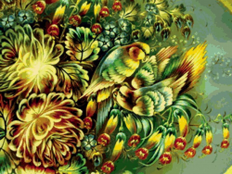 №181701 - орнамент, птицы, цветы - предпросмотр