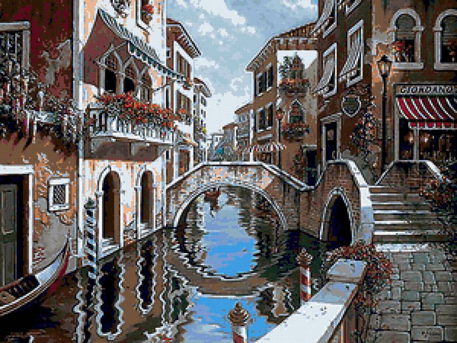 №182115 - венеция, мост, город, дома, картина - предпросмотр