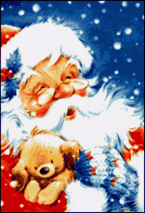 Дед Мороз и щенок - рождество, щенок, новогодняя, дед мороз - предпросмотр