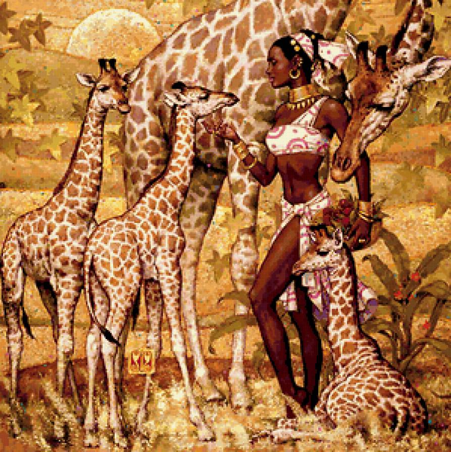 №183403 - африка, жирафы, девушка - предпросмотр