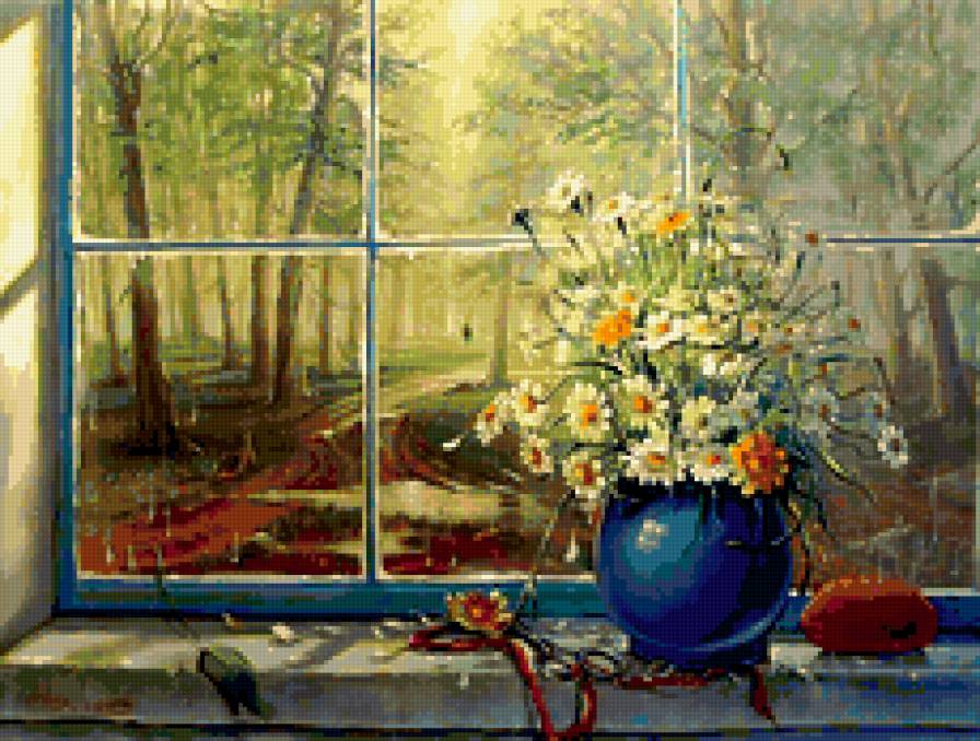 цветы у окна - букет, цветы, романтика, природа - предпросмотр